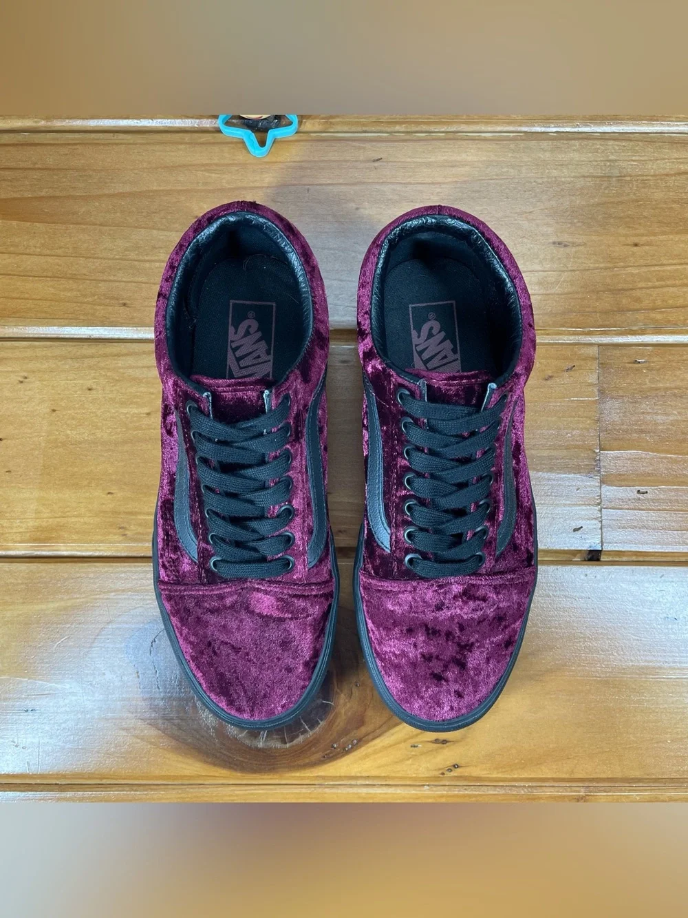 Vans Old Skool Platform Mens 7 / Womens Size 8.5 Crushed Velvet Burgundy Maroon